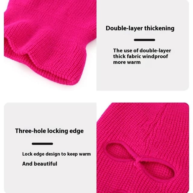 Vinter fuld ansigtsmaske Tre-huls Balaclava strikket hue hals damask