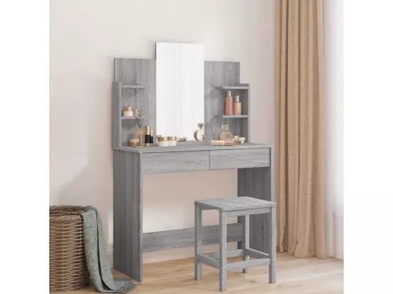 Coiffeuse avec miroir sonoma gris 96x39x142 cm