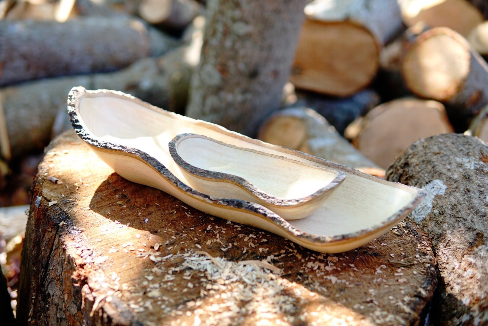 Schale in Erdnussform, natur, T 10 cm, B 20 cm, H 5 cm von fischer's lagerhaus