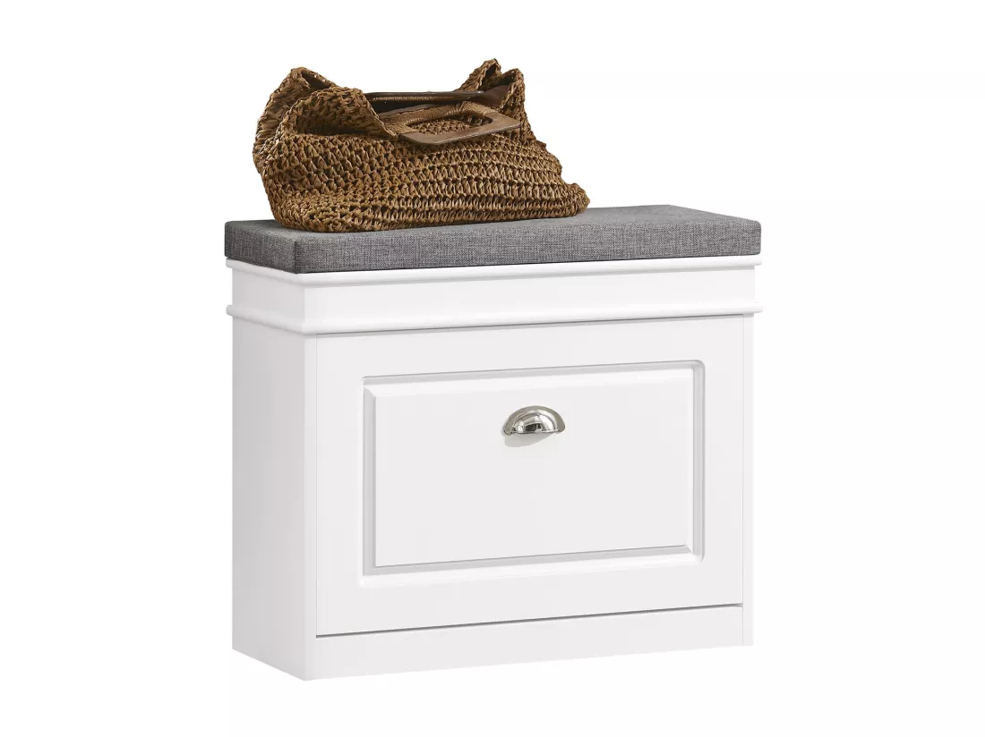 Banc à Chaussures Meuble à Chaussures avec Assise Coussin Rembourré, FSR82-K-W