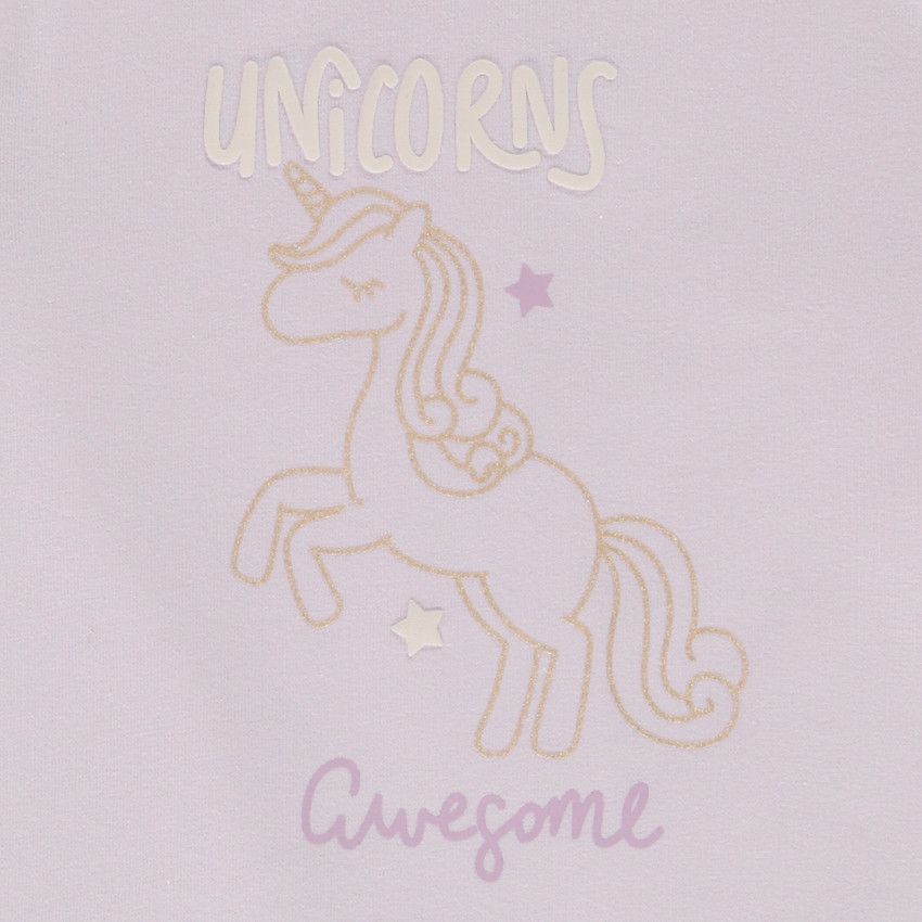 T-shirt manches longues en jersey print licorne pour bébé fille - Lilas