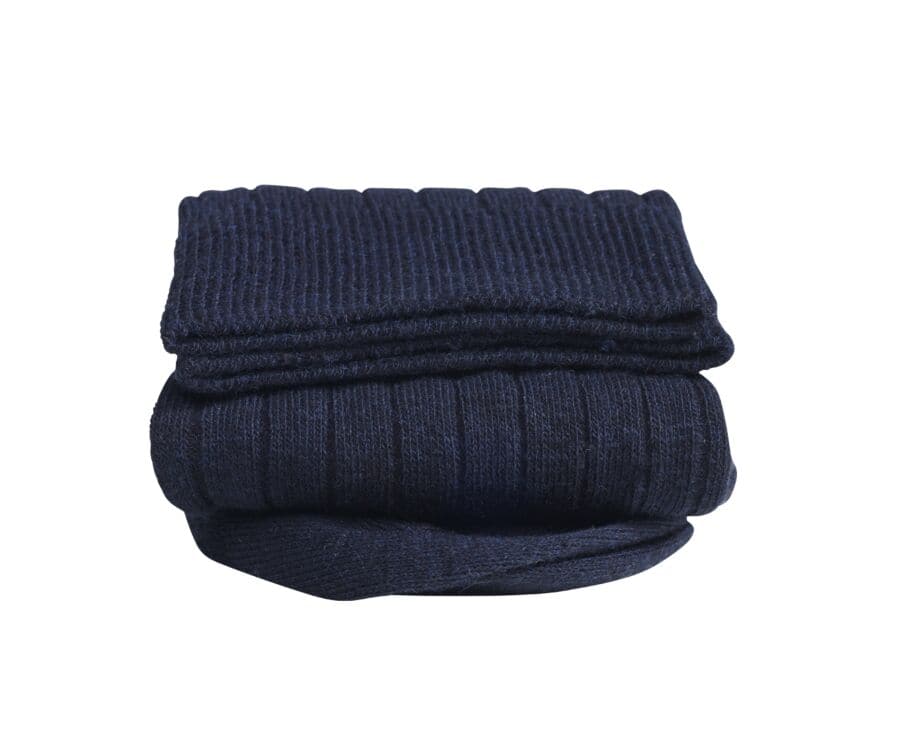 Chaussettes homme coton lin avec côtes Marine
