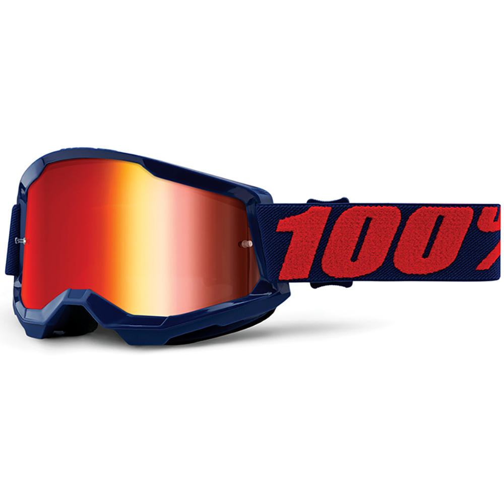 100% - Masque Strata 2 - Ecran Mirror - 2021 Bleu foncé / Rouge / Iridium