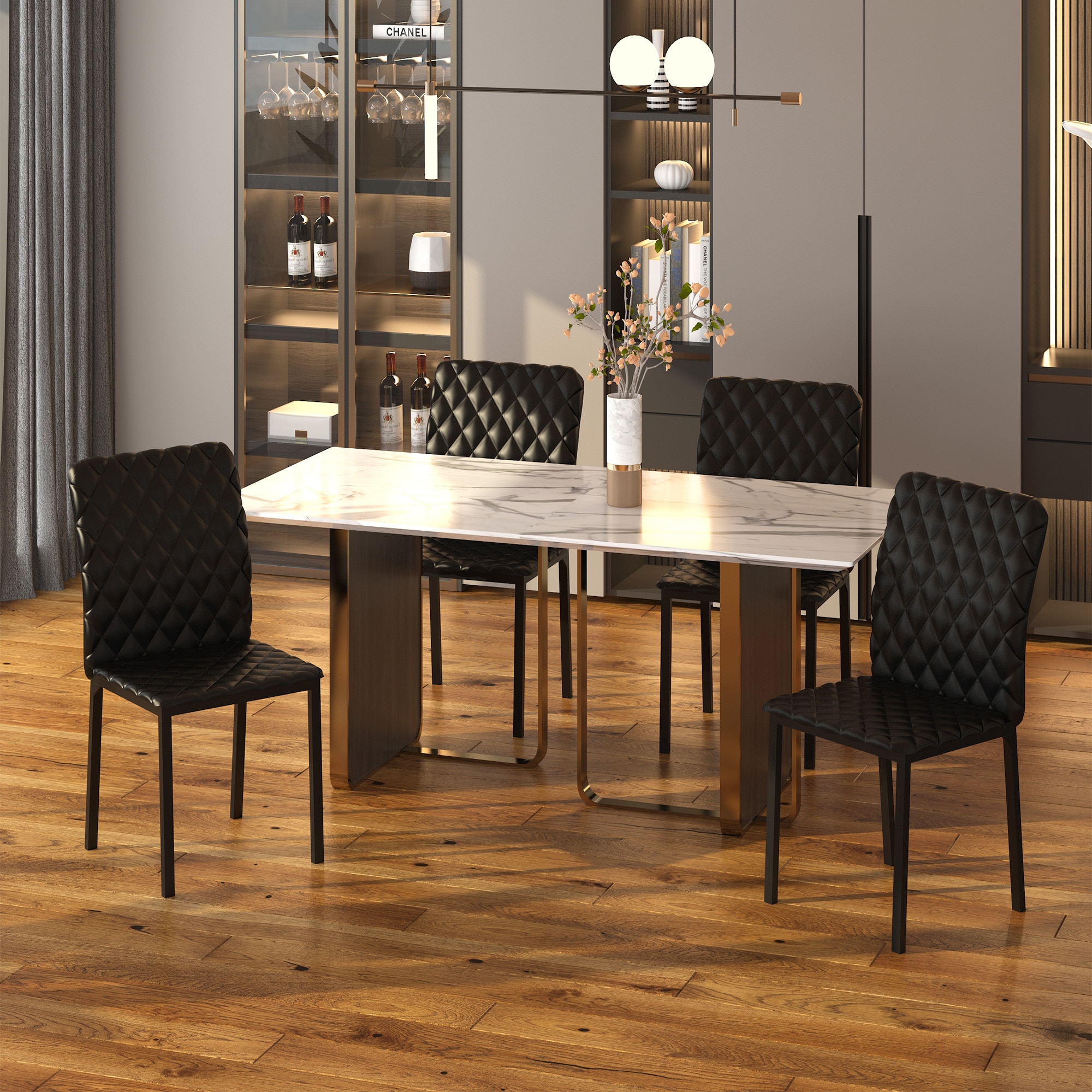 HOMCOM Esszimmerstuhl mit rutschfesten Fußkappen schwarz 41L x 50B x 91H cm