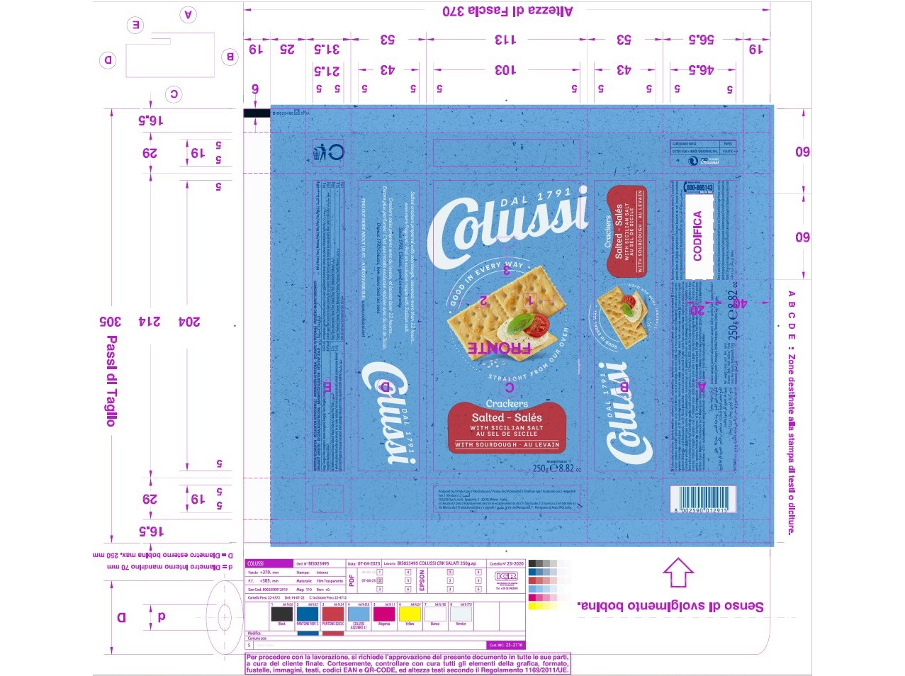 BOLACHAS AGUA E SAL COLUSSI SAL SUPERF. 250 G