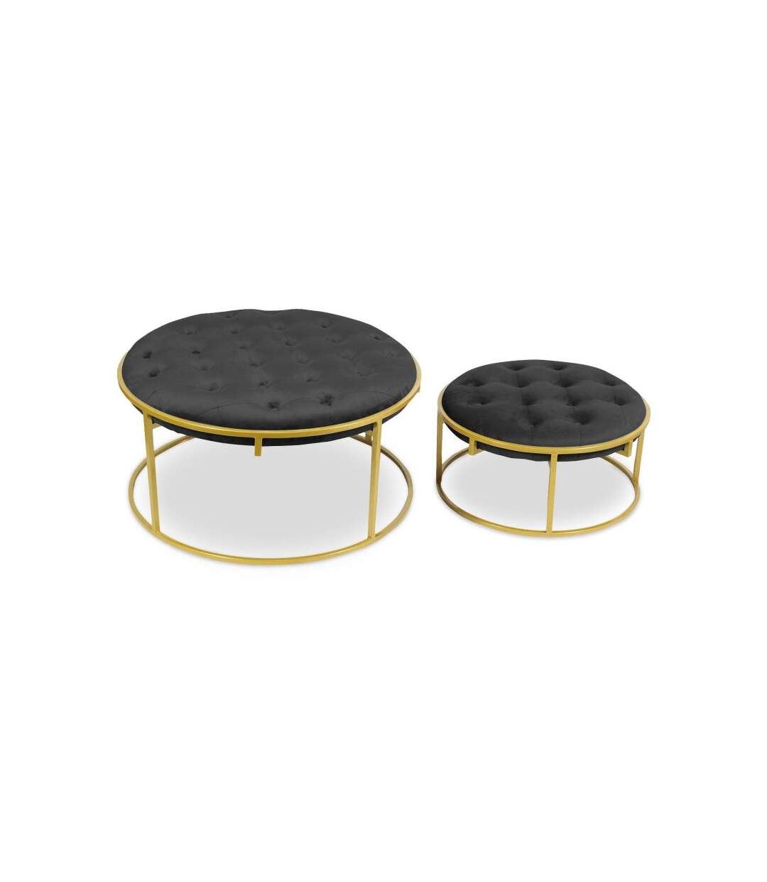 Paris Prix - Lot De 2 Poufs Design En Velours valona 75cm Noir