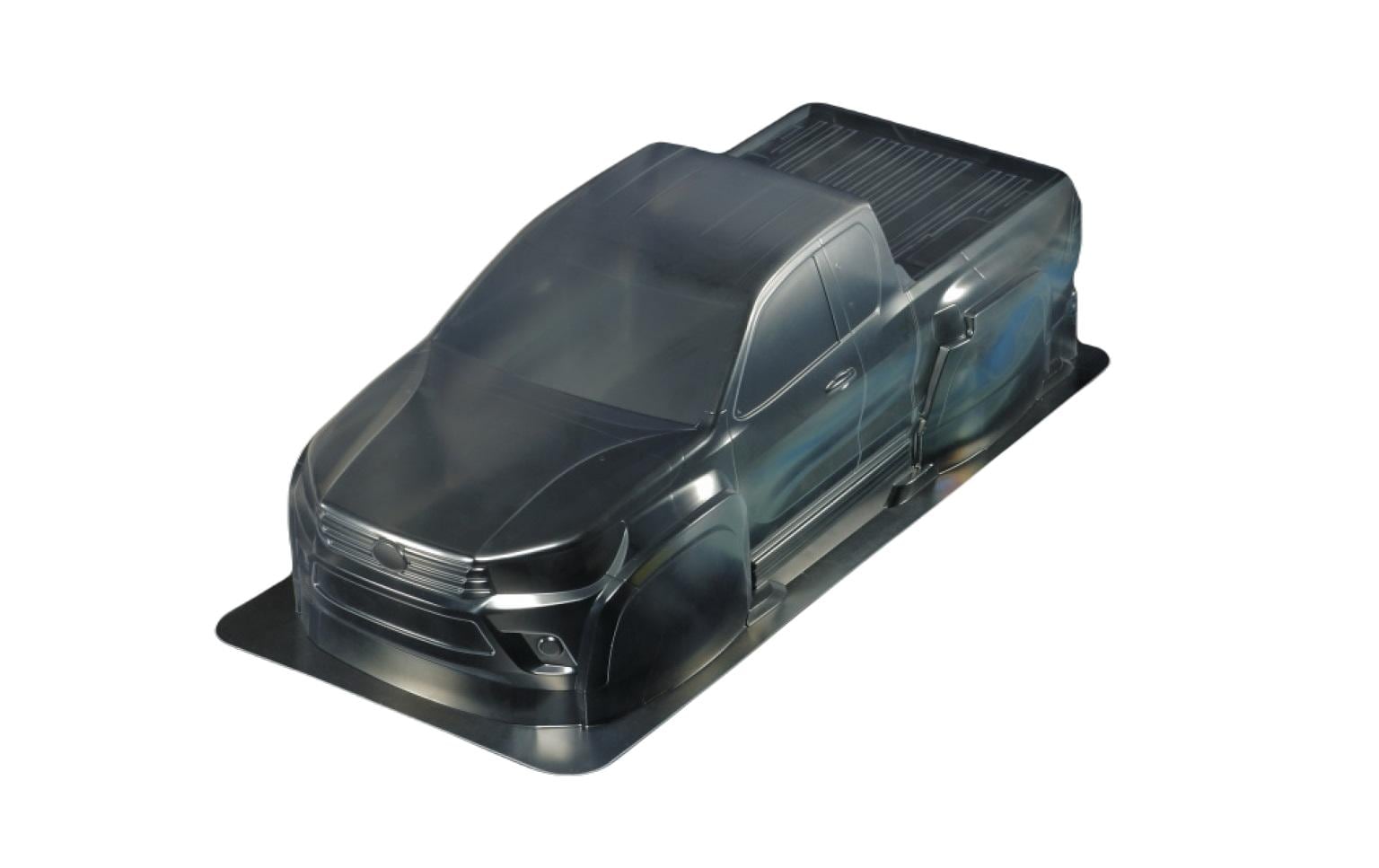 Karosserie Toyota Hilux Extra Cab CC-01, 1:10, unlackiertToyota Hilux Pick-up Karosserie aus transparentem Lexan