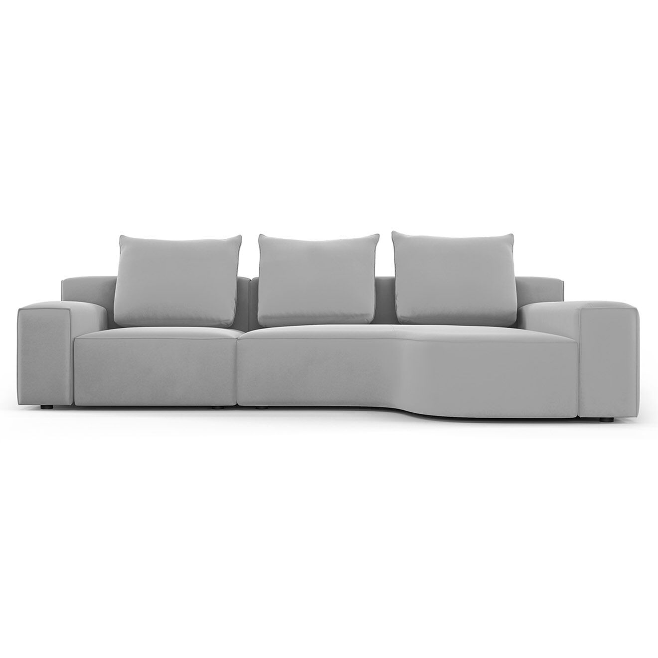 Mazzini Sofas Canapé d'angle Droit Velours Ivy 4 Places gris clair - 280x137x89 cm