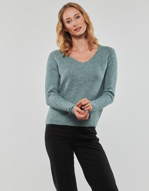 Pieces - PCELLEN LS V-NECK KNIT NOOS BC - Vert