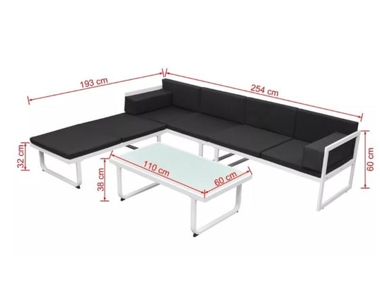 LES TENDANCES - Salon extérieur Salon de jardin-noir-6 places-254x193x60-122906