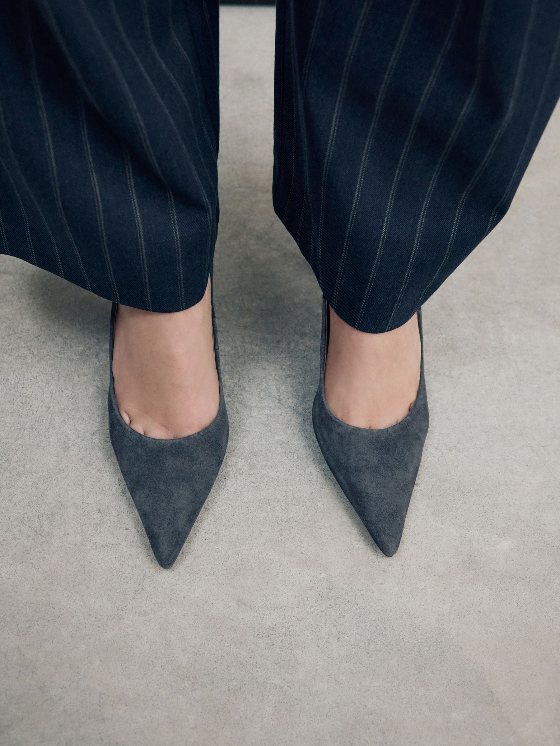 Marineblauw suède - Leren mid-court pumps