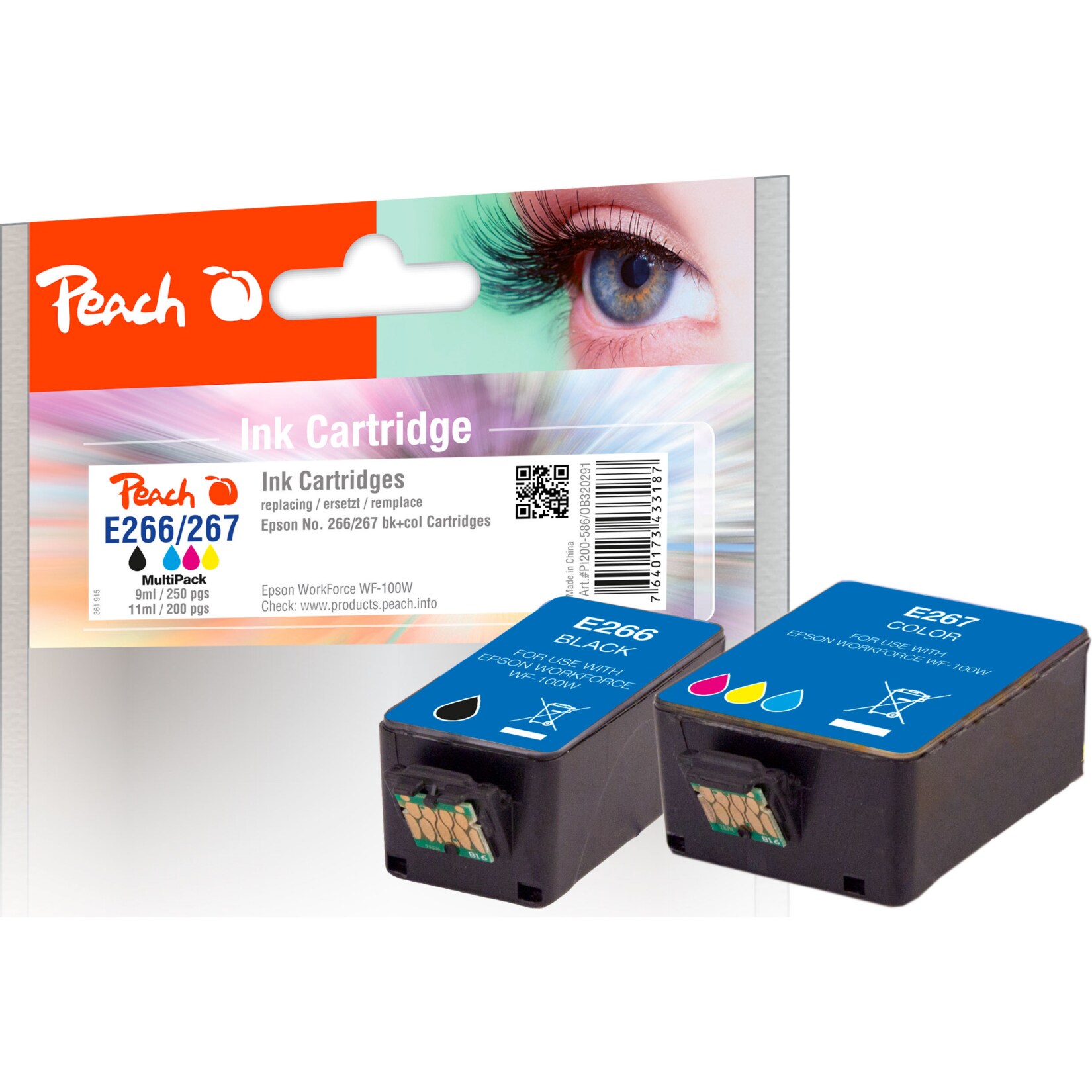 Peach E2662 Druckerpatronen (bk, col) ersetzt Epson No. 266, No. 277, C123T26614010, C13T26704010 für z.B. Epson WorkForce WF -100 W