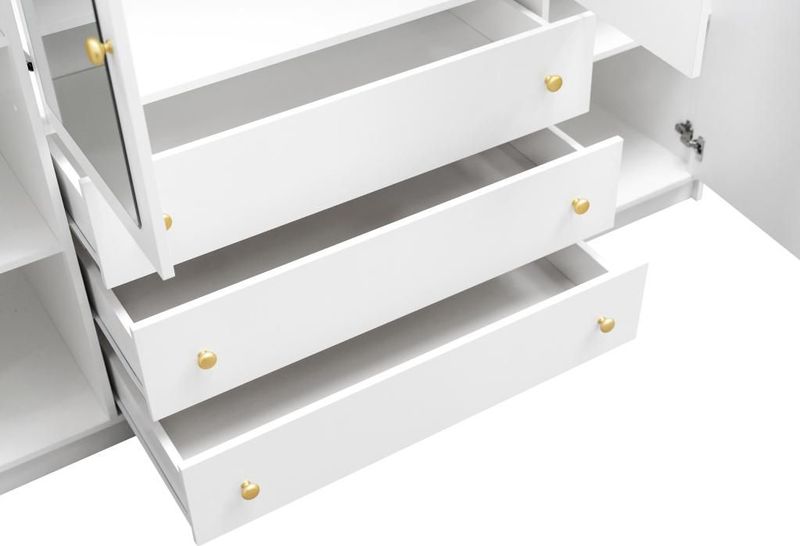LIZANDRO - Kast - Wit - 4 Deuren - 3 Lades - Met Spiegels - 196 cm