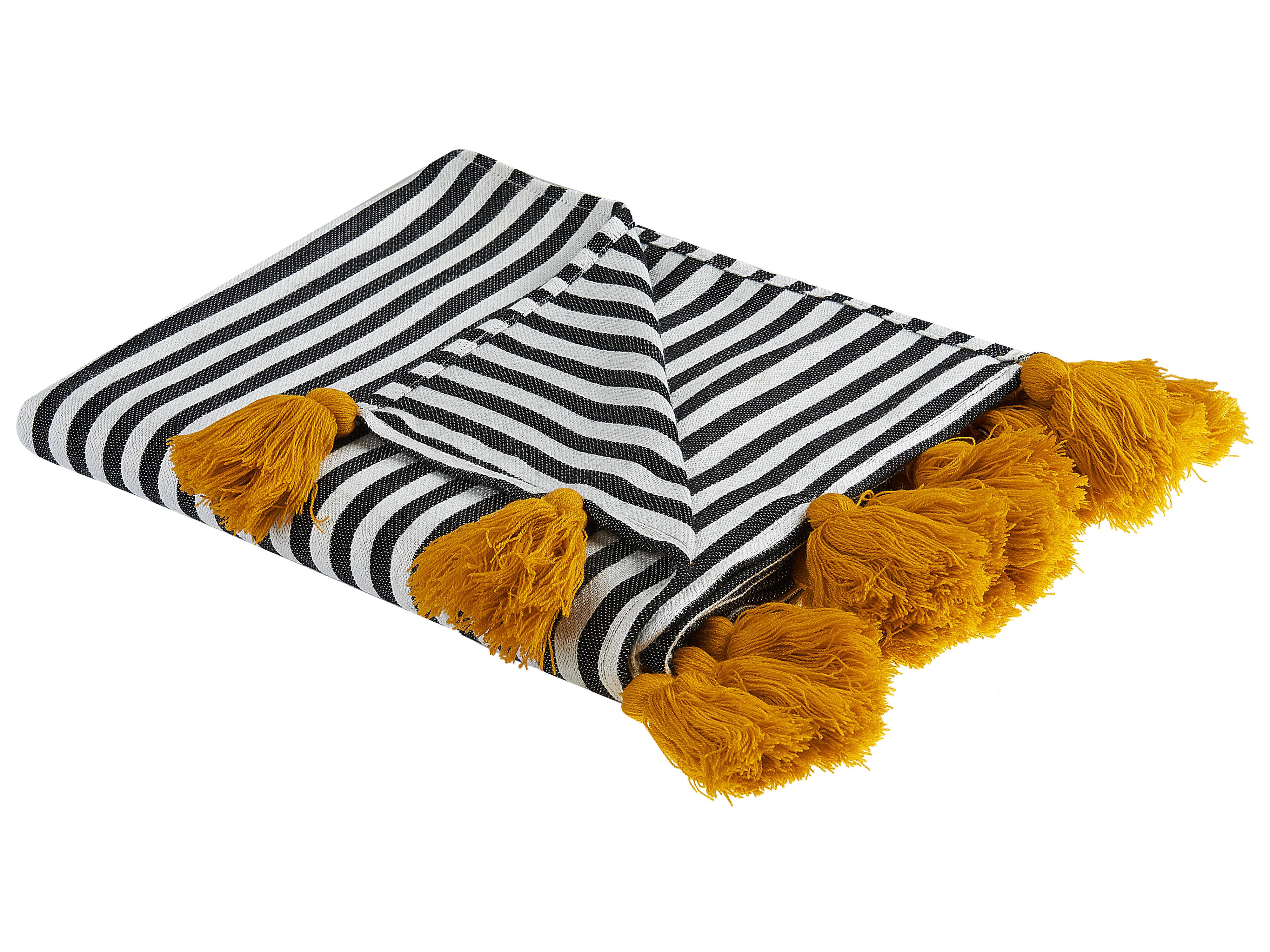 Plaid SUNWAL Stof 130 x 170 cm Zwart/wit