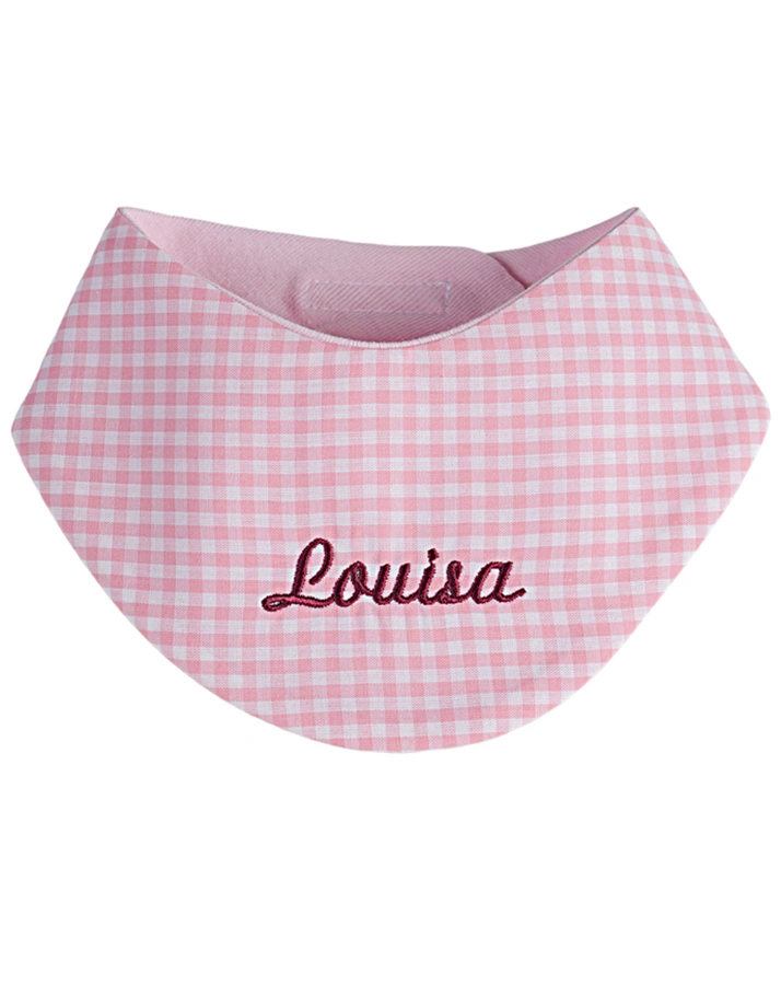 Personalisiertes Klett-Halstuch rosa (Stickfarbe: grau)