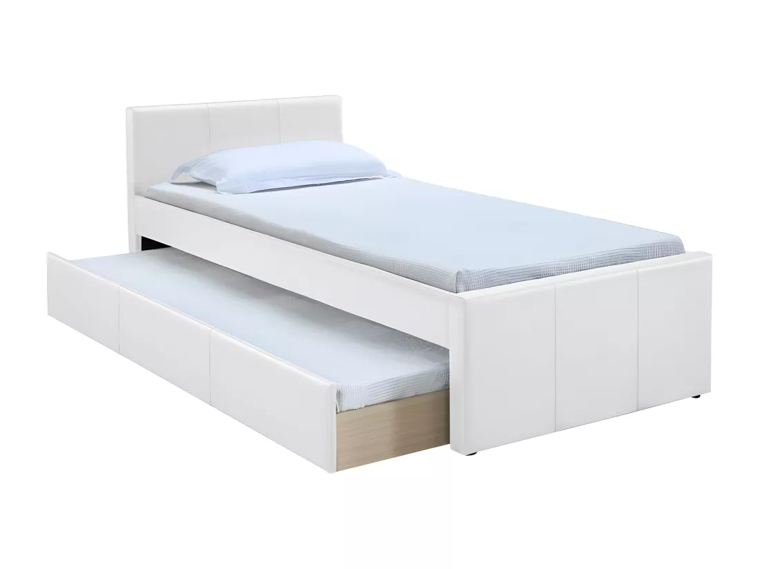 Lit gigogne blanc mat 90x190 cm MACCO