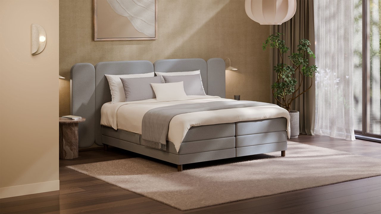 Elektrische boxspring Ridge - Wool look light grey