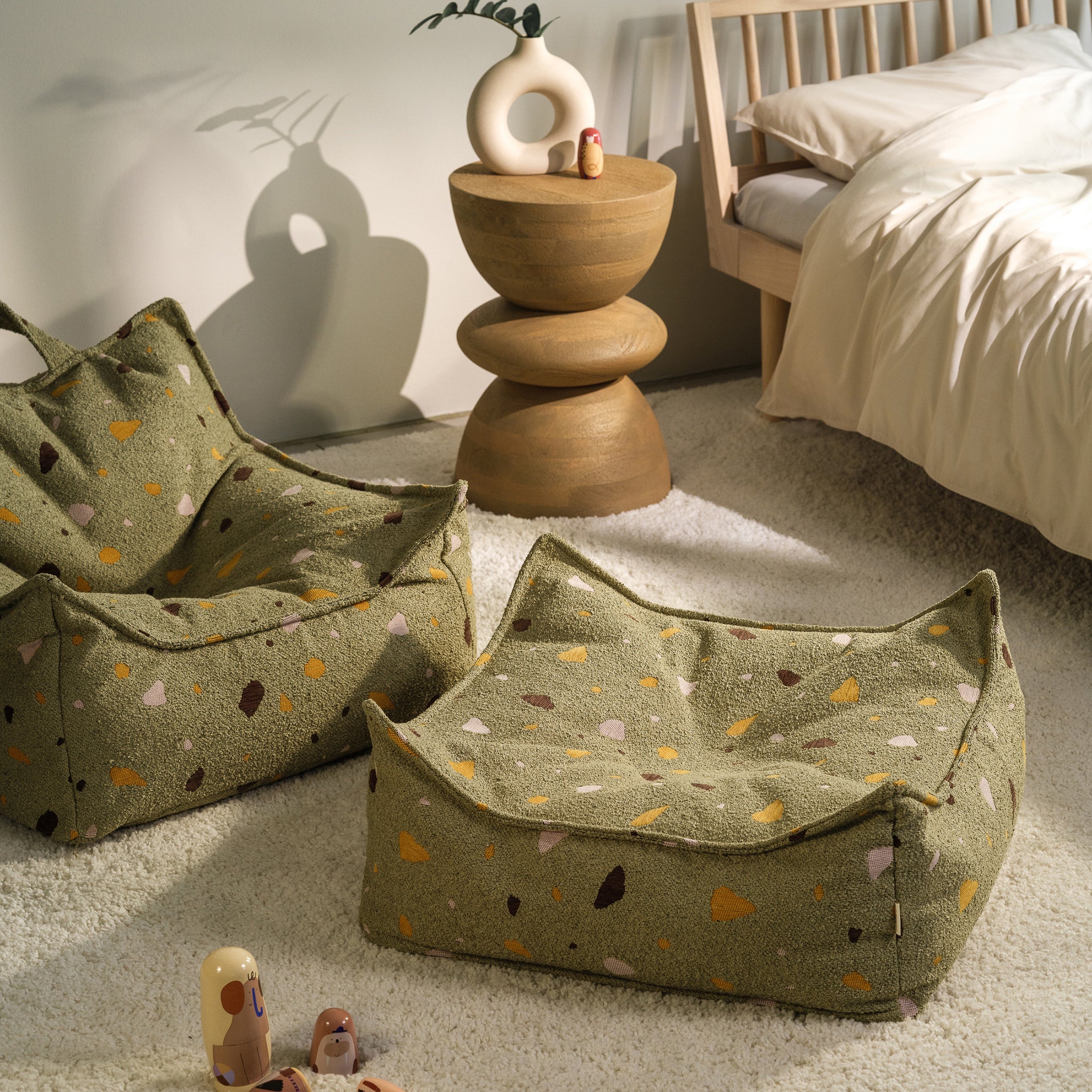 Wigiwama Sitzsack und Ottomann Set Terrazzo Moss
