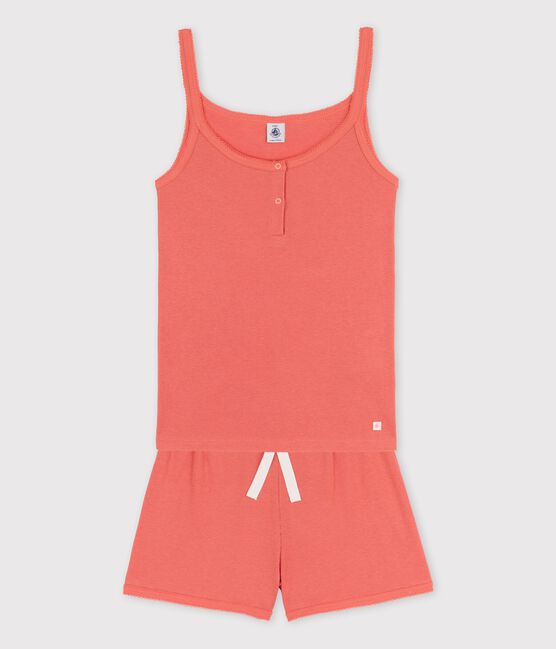 Pyjacourt uni papaye fille en coton lyocell