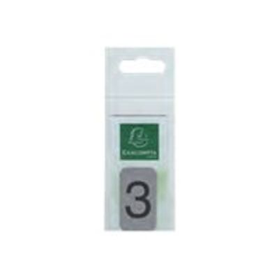 Exacompta - Plaque adhésive chiffre 3 - 25 x 44 mm - aluminium brossé