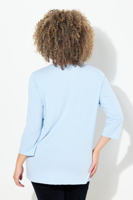 Shirt, Schriftmotiv, Classic, V-Ausschnitt, 3/4-Arm