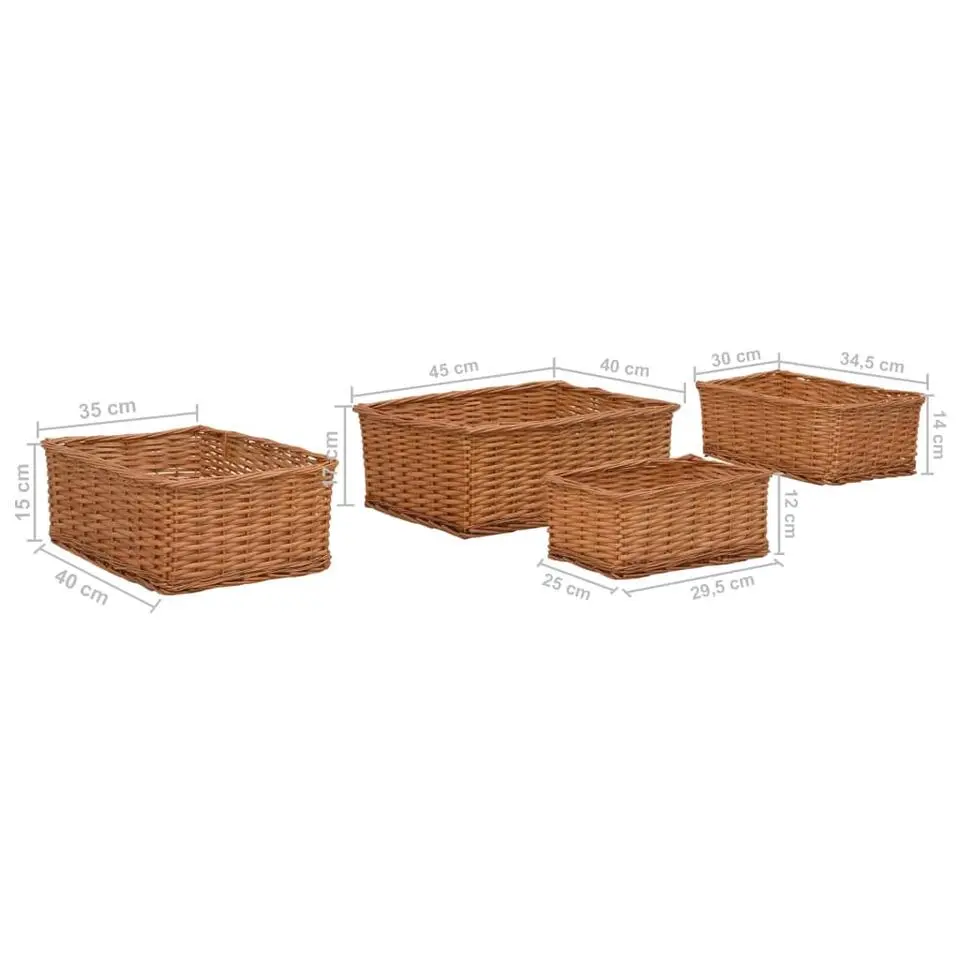 vidaXL - Stapelbare Mandenset - Bruin - Wicker - 45 x 40 x 17 cm