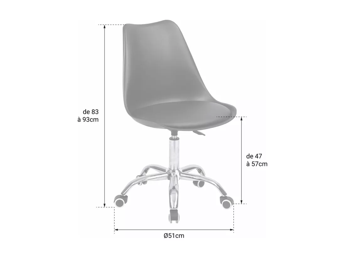 Chaise de bureau réglable en hauteur grise ANNE - HAPPY GARDEN