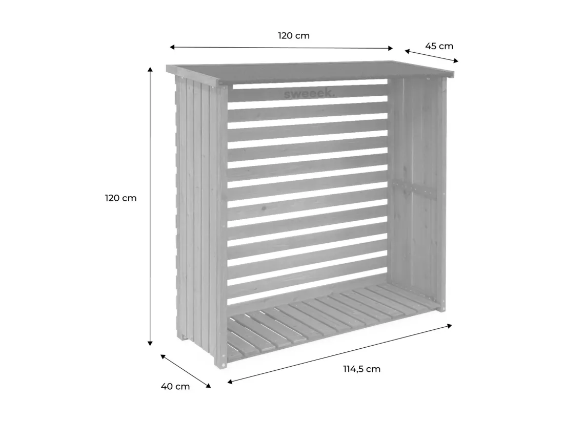Abri buches. en bois. 120x45x120cm. avec toiture et plancher