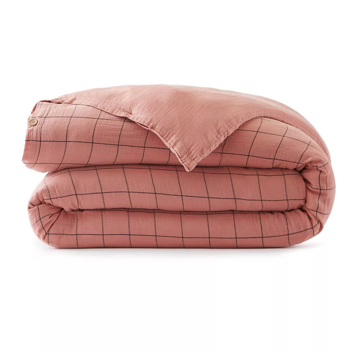 Housse de couette gaze de coton (240 x 220 cm) Gaïa Match Rose pêche