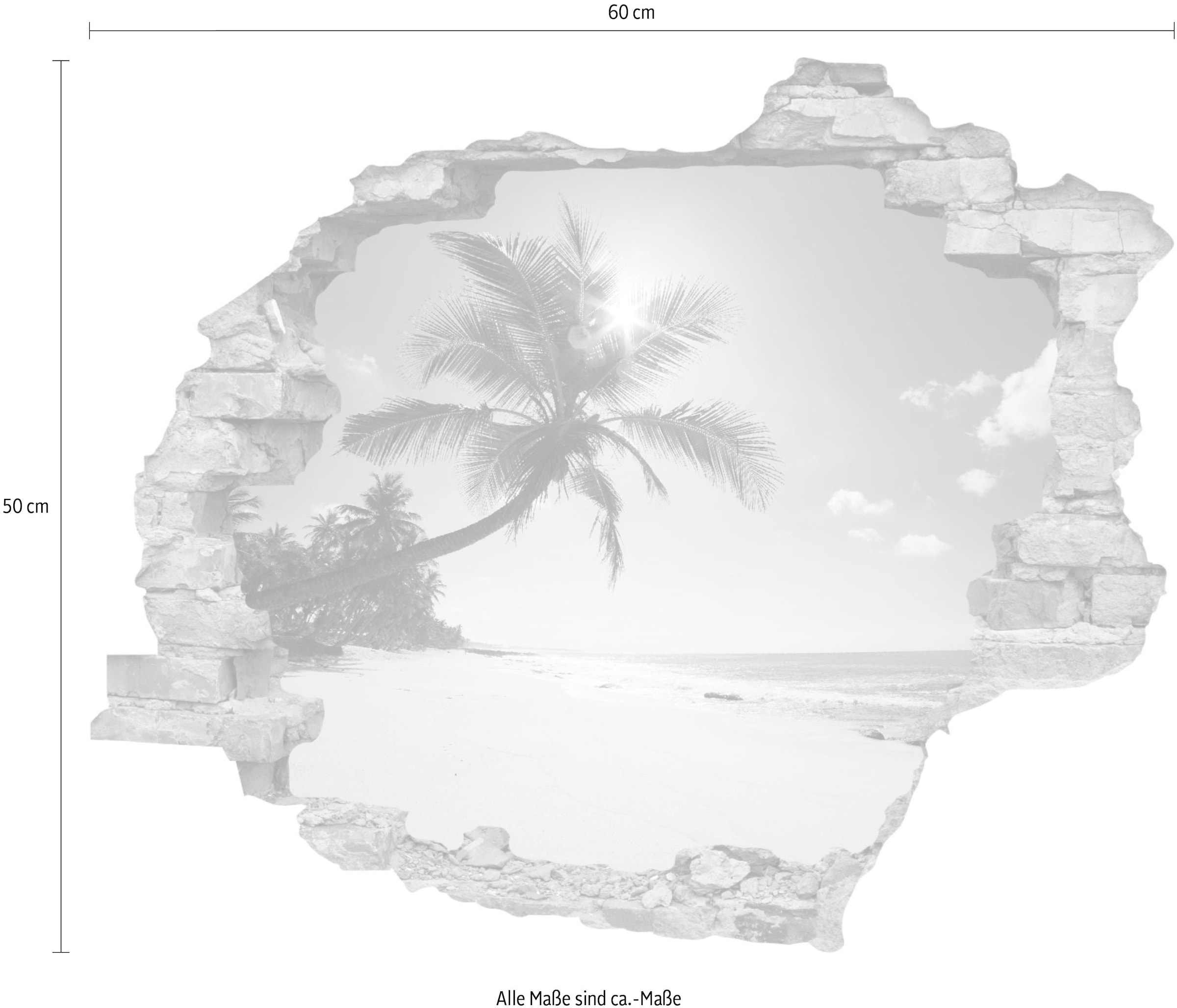 queence Wandtattoo »Paradies« Wandsticker, Wandbild, selbstklebend, 3D, Wanddurchbruch