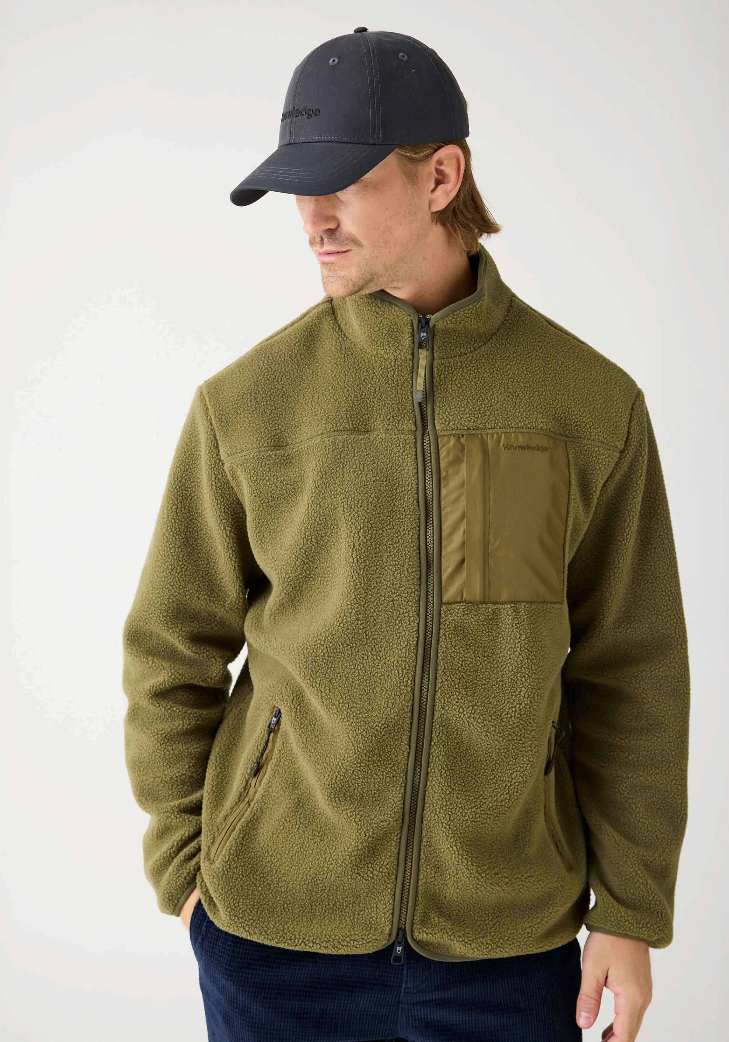 Knowledge Cotton Apparel Fleecejacke Loose Fit Zip Fleece Burned Olive