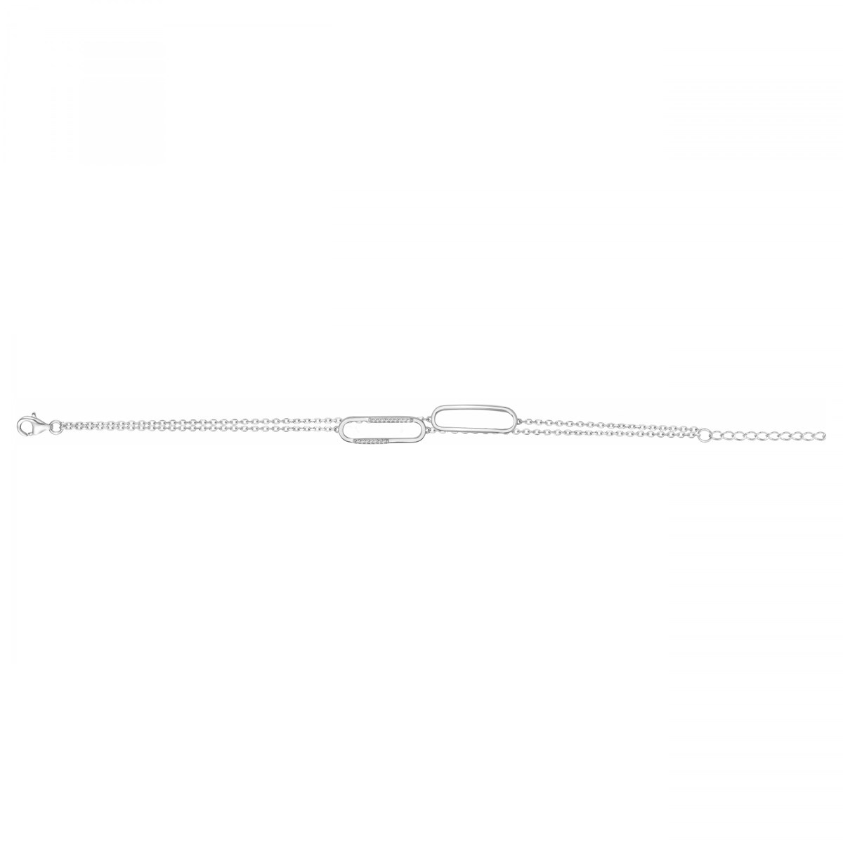 Bracelet souple mono-motif en Argent avec oxyde de zirconium blanc