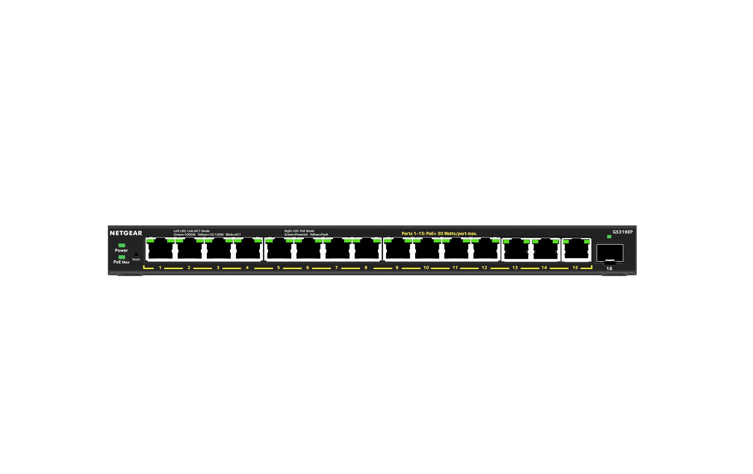 PoE+ Switch GS316EP-100PES 16 Port<br>Unmanaged 16 Port PoE+ Switch