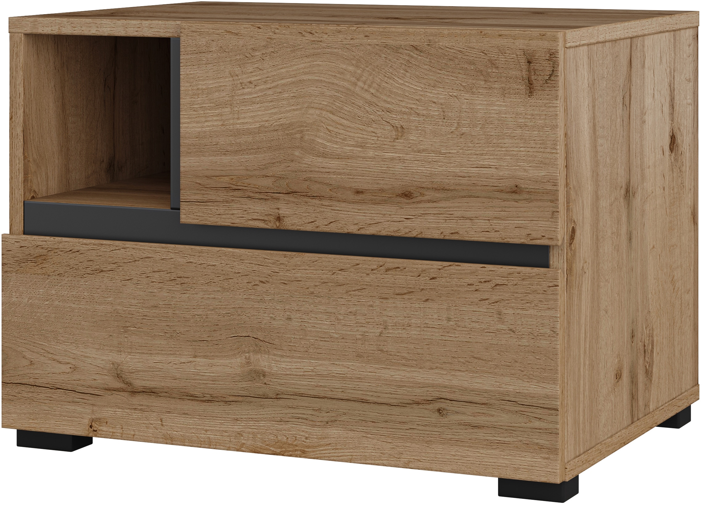 Home affaire Nachtkommode »Cross, moderner griffloser Nachtschrank« Nachttisch, Nachtkonsole mit 2 Schubladen