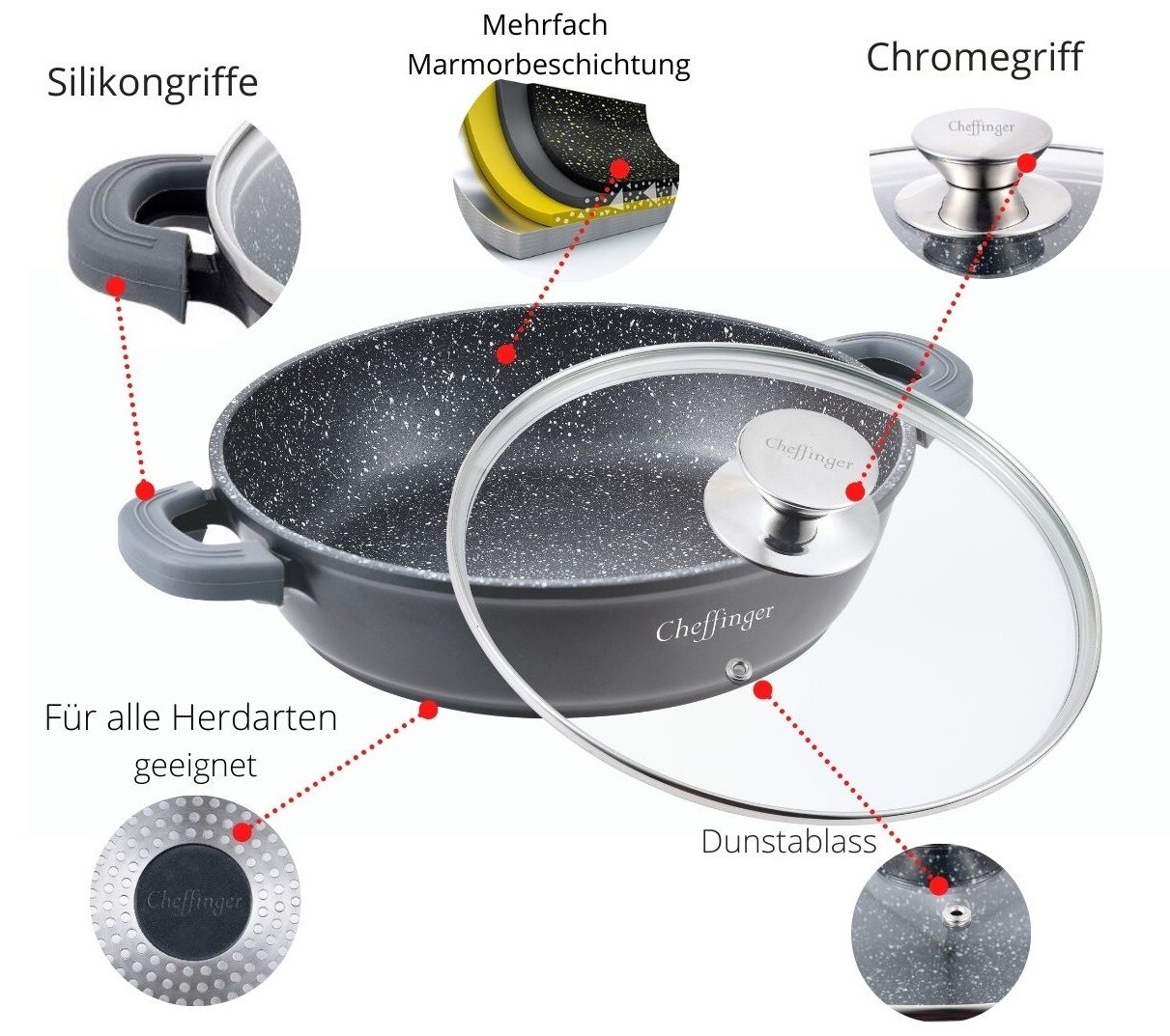 Aluguss Servierpfanne Ø28cm mit Deckel