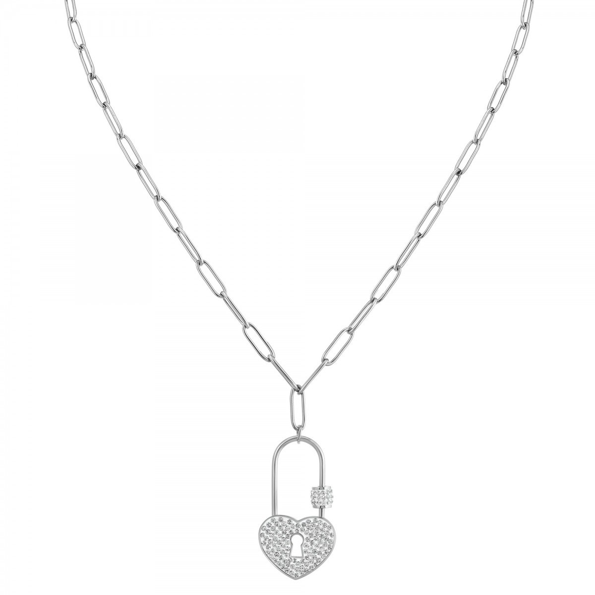 Collier cadenas coeur SC Crystal orné de Cristaux scintillants