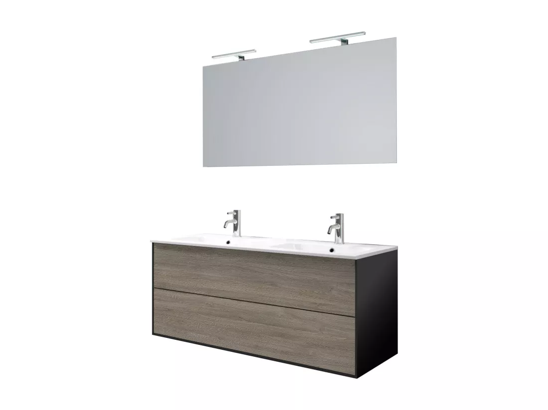 Ensemble de salle de bain double vasque 5 pièces IGEA chêne cendré