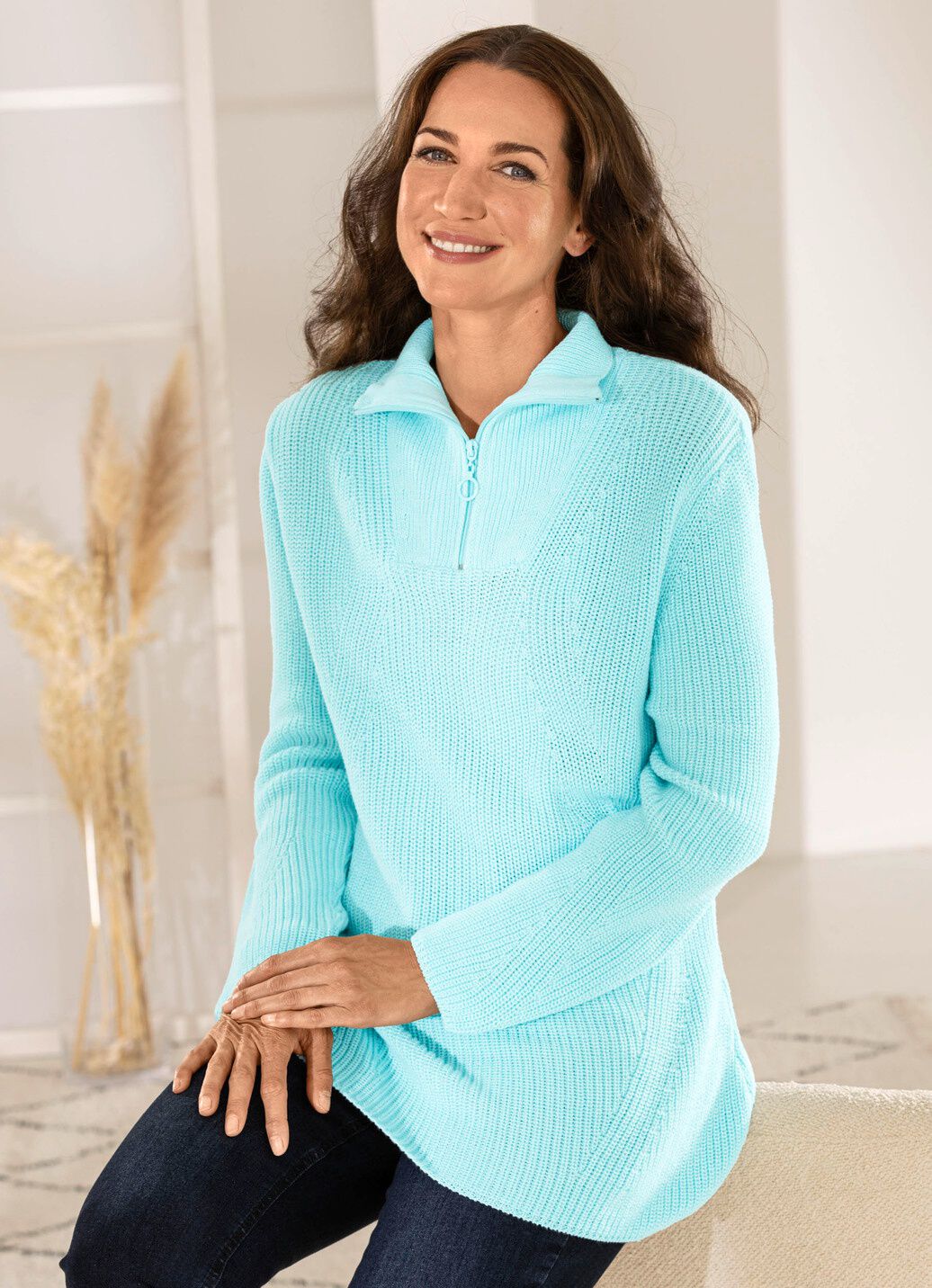 Pullover in Perlfangstrick