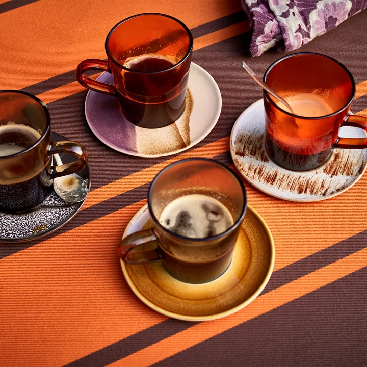 HKliving - 70's Kaffeebecher 200 ml, amber brown (4er-Set)