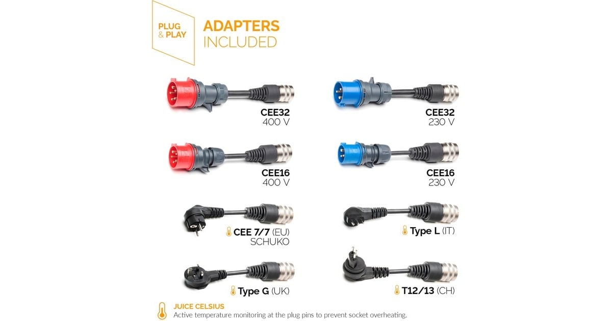 Juice TechnologyJUICE BOOSTER 3 air Europe traveller set laadpaal  (Antraciet/zwart, 1,4 - 11 kW, 3,1 meter kabel, WLAN, BT)