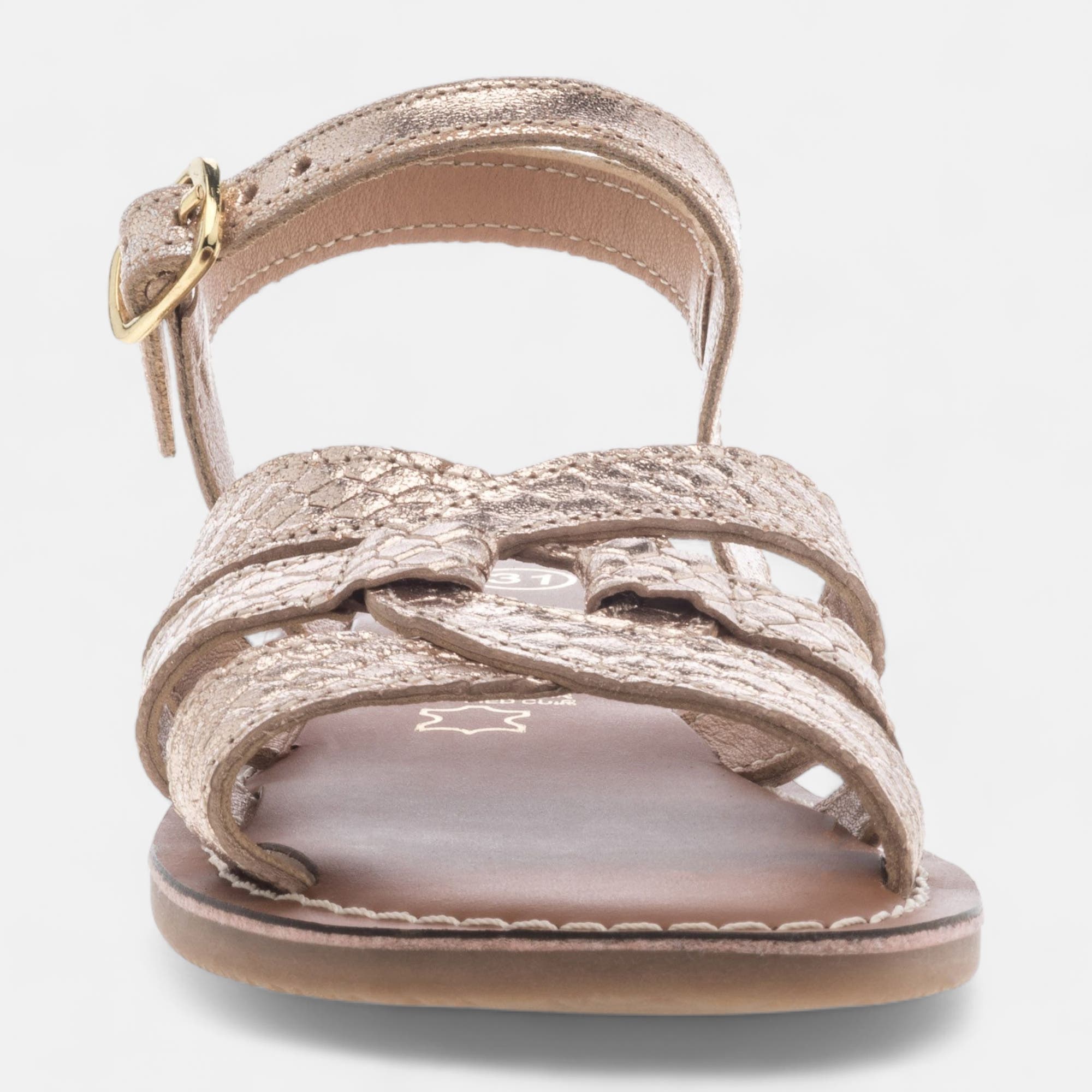 Nu-pieds Fille en cuir or