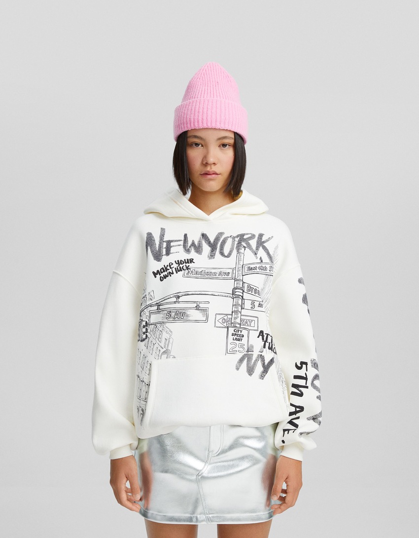Moletom oversized com estampa de Nova York