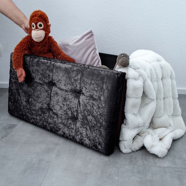 Foldbar Skammelbænk 76x38x38cm Taburet (sort)