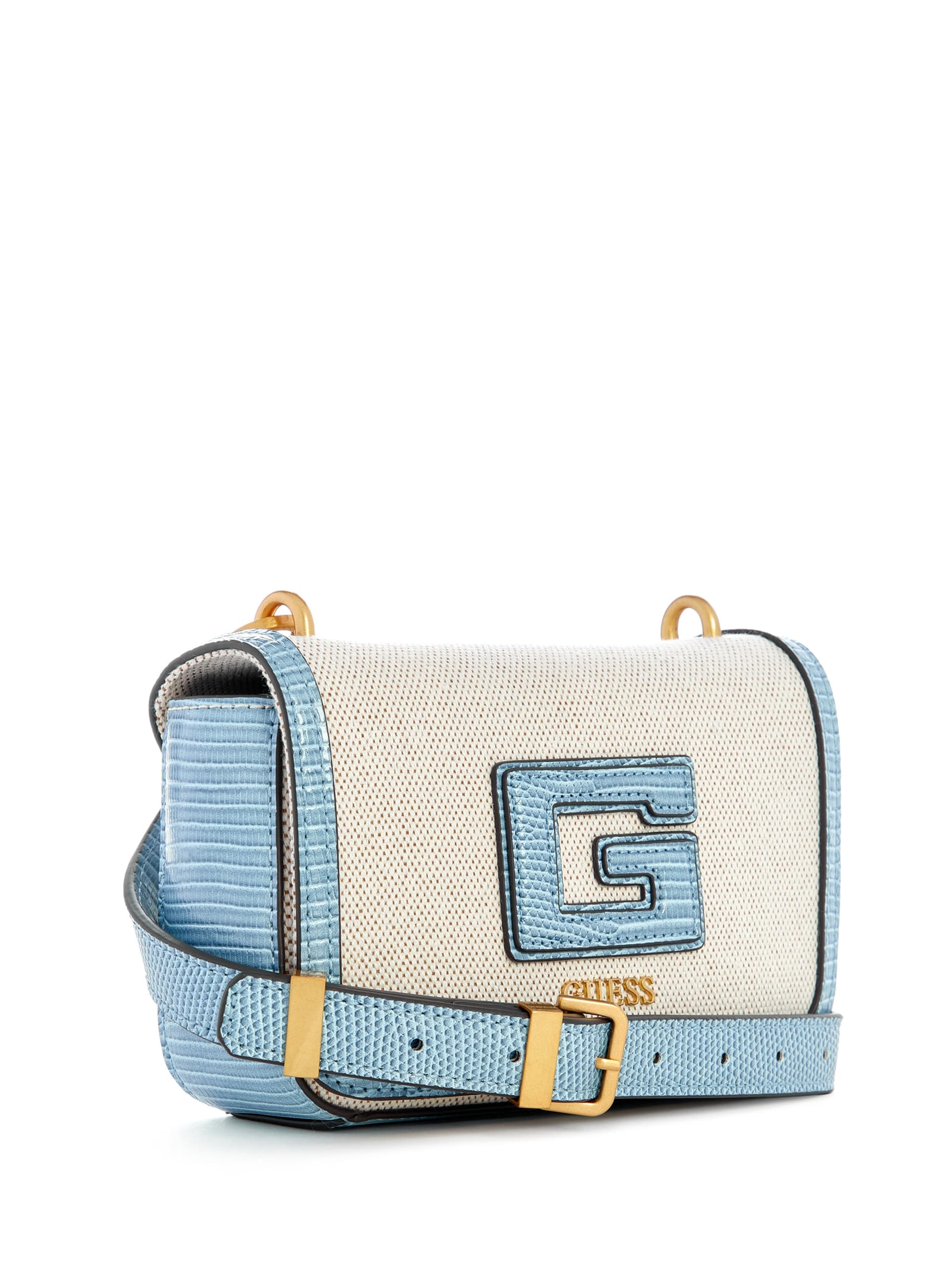 Mini bolsa transversal G Status com estampa de cobra