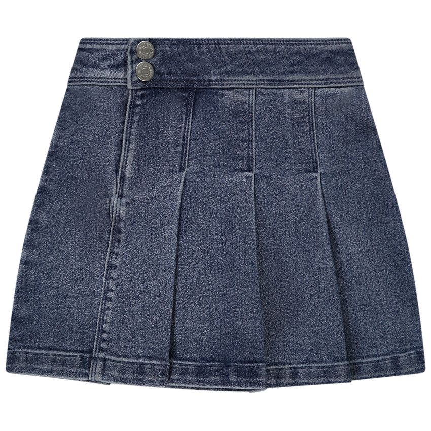 Jupe en jean effet plissé pour fille - Bleu moyen