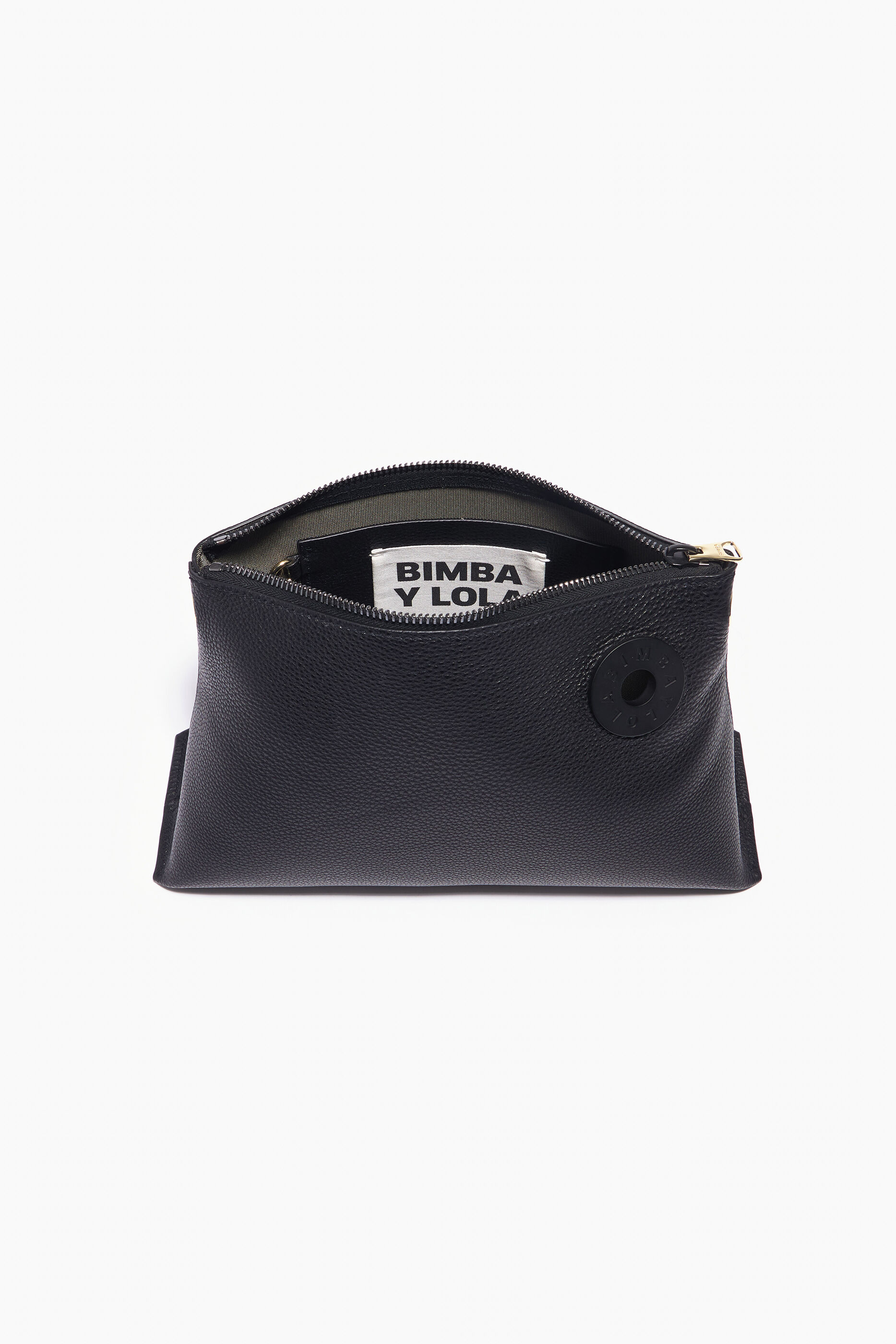 Bolsa trapezoidal M em couro preto
