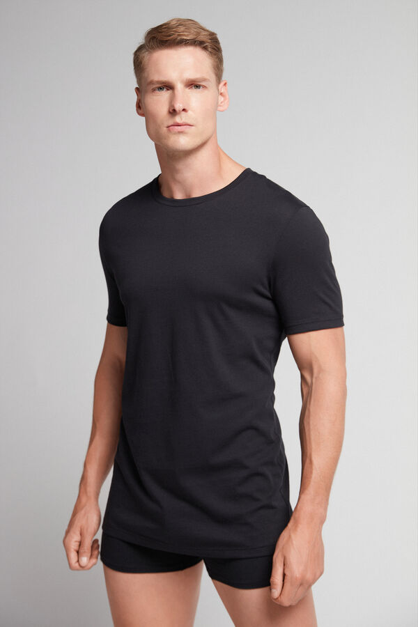 Camiseta de manga curta e gola redonda em algodão Supima®