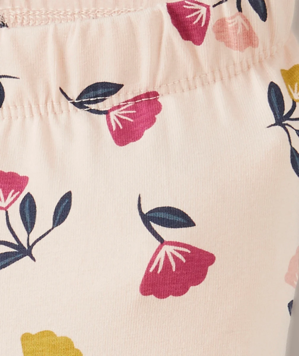 LEGGING FILLE EN COTON BIO ROSE IMPRIMÉ FLEURI