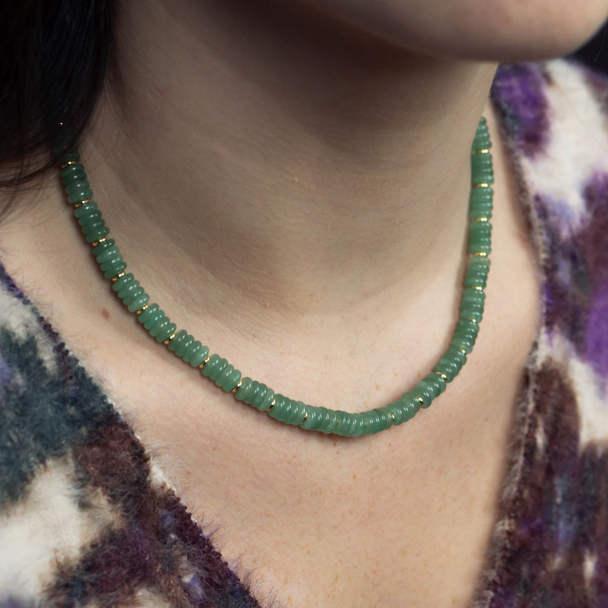 Collier, bracelet et boucles d'oreilles Blima en pierres Aventurine