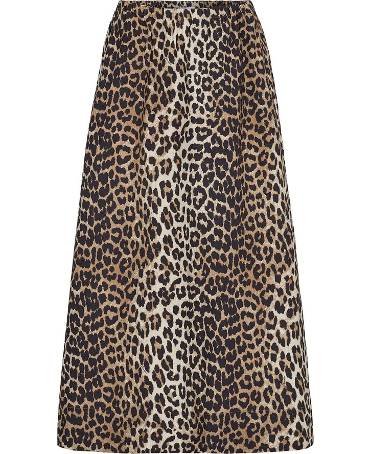 Ganni Printed Cotton Elasticated Maxi Ski Leopard